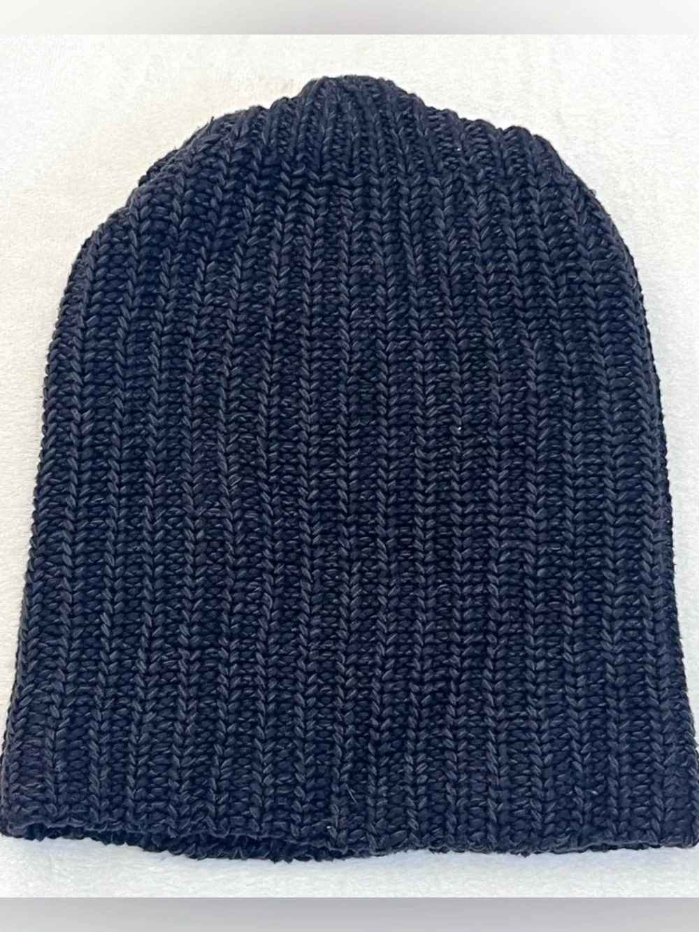 Love Your Melon 100% Cotton Dark Gray Ribbed Knit Beanie with Leather Patch